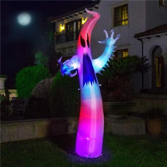 12ftColor Changing Halloween Inflatable White Ghost with Colorful Led Lights
